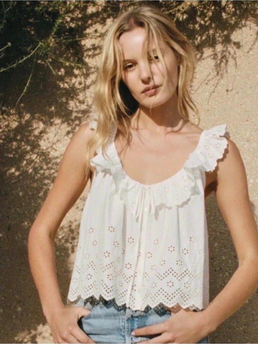Doen Toussine Top Eyelet Blouse White Medium
